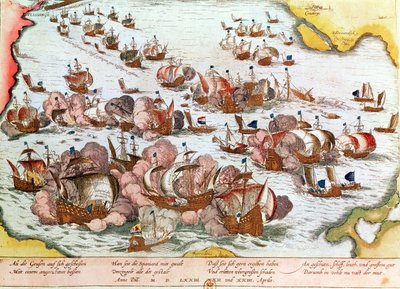 Combat naval entre les Gueux de la mer et les Espagnols en 1573 - Franz Hogenberg