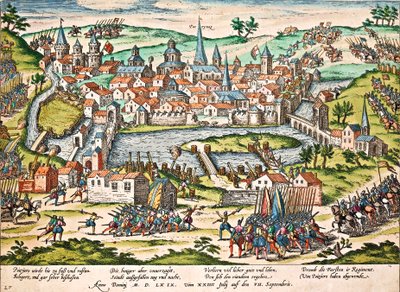 Les papistes assiègent Poitiers, juillet 1569, gravure de Franz Hogenberg - Franz Hogenberg