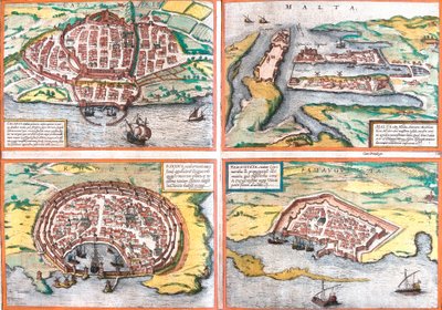 Plan de Cagliari, Sardaigne, Malte, Rhodes et Famagouste, Chypre - Franz Hogenberg