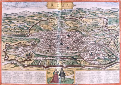 Plan de Rome (Roma), Italie - Franz Hogenberg
