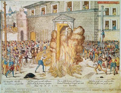 Guerre de religion : exécution du magistrat protestant français Anne du Bourg - Franz Hogenberg