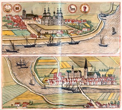 Tonning et Husum, Allemagne (gravure) - Franz Hogenberg