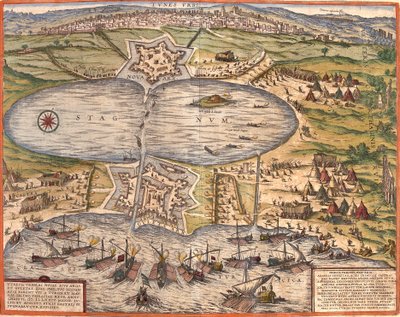 Vue de Tunis, Tunisie, avec la forteresse de Goulette qui contrôle l