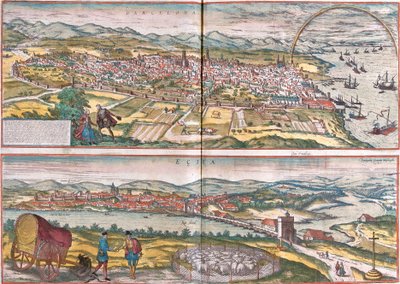 Vues de Barcelone et Ecija (Eciia), Espagne - Franz Hogenberg