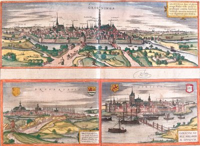 Vues de Groningen, Brouwershaven et Gorinchem, aux Pays-Bas - Franz Hogenberg