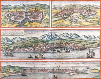 Vues de Parme, Sienne, Palerme et Trapani, Sicile, Italie - Franz Hogenberg