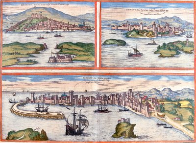 Vues de Sibenik, Porec, Croatie et Modon, Grèce - Franz Hogenberg