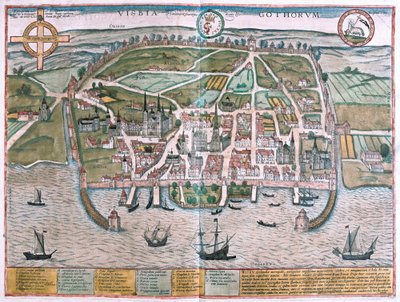 Visby, île de Gotland, Suède (gravure) - Franz Hogenberg