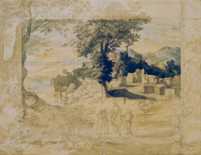 Paysage italien avec figures de staffage - Franz Horny
