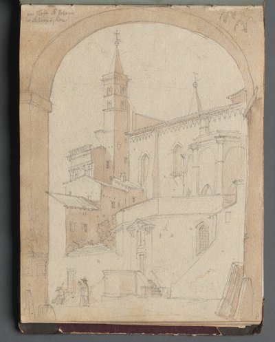 Album avec des vues de Rome et des environs, études de paysage, page 18a : Saint Jean de Latran, Rome - Franz Johann Heinrich Nadorp