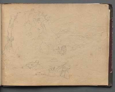 Album avec vues de Rome et des environs, études de paysages, page 44a : Figures dans un paysage - Franz Johann Heinrich Nadorp
