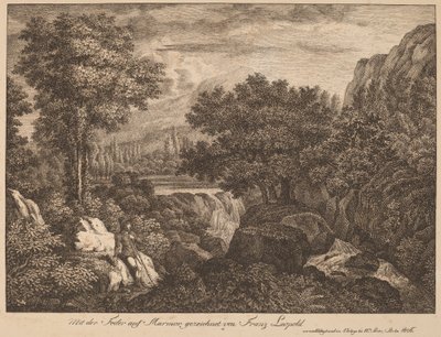 Voyageurs se reposant dans un paysage montagneux - Franz Joseph Leopold