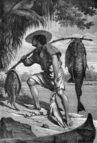 Un de nos Indiens Mojo revenant de la pêche, de Les rivières Amazone et Madeira, par Franz Keller, gravé par A. Closs, 1874 - Franz Keller
