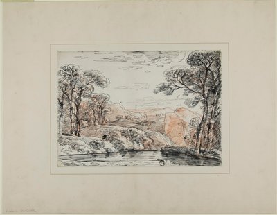 Paysage avec rivière et collines lointaines - Franz Kobell