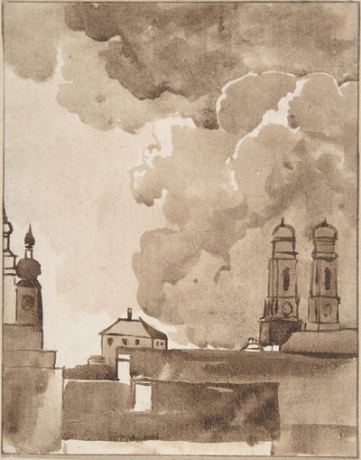 Vue de Munich avec Marienkirche à droite - Franz Kobell