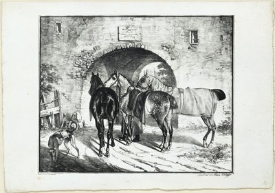 Trois chevaux près de l