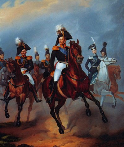 Nicolas Ier avec ses officiers, 1835 - Franz Krüger