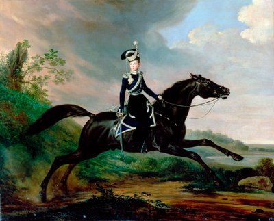Portrait équestre du grand prince Alexandre Nikolaïevitch, 1818-1881, 1832 - Franz Kruguer