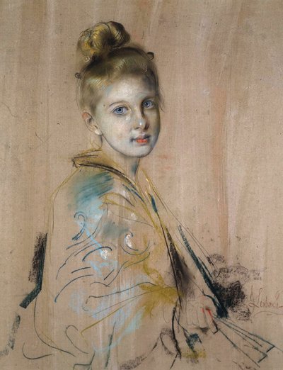 Fille avec un éventail, années 1880 - Franz von Lenbach