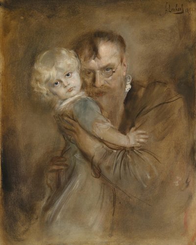 Autoportrait avec fille Marion - Franz von Lenbach
