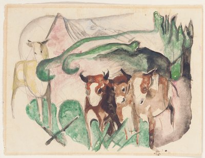 Animaux dans un paysage - Franz Marc
