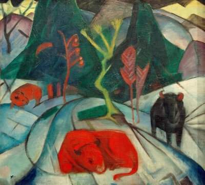 Bison en hiver (Bison rouge) - Franz Marc