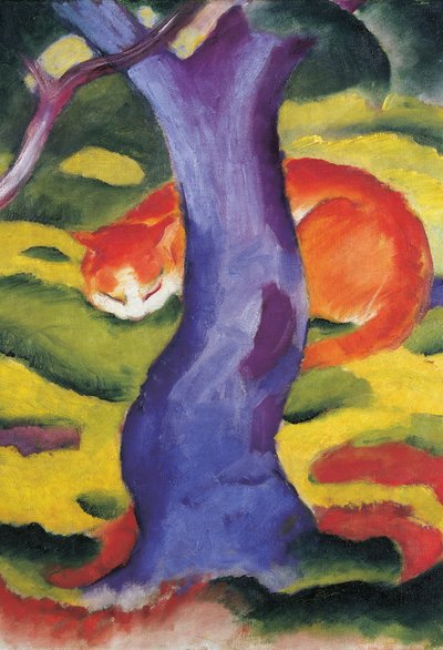 Chat derrière un arbre, 50x70 cm - Franz Marc