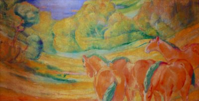 Grande paysage I (Paysage avec chevaux rouges) - Franz Marc