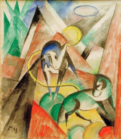 Paysage avec deux chevaux - Franz Marc