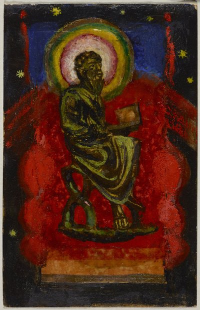 Saint assis (Saint byzantin), carte postale de Sindelsdorf à Wassily Kandinsky à Munich - Franz Marc