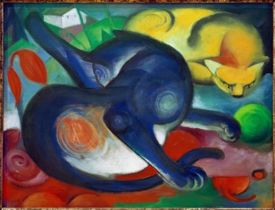 Deux chats, bleu et jaune - Franz Marc