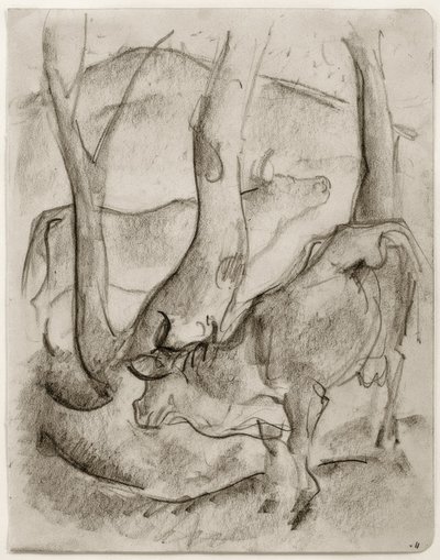 Deux vaches sous les arbres - Franz Marc
