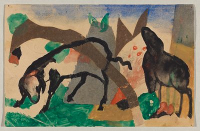 Deux moutons, carte postale de Sindelsdorf à Wassily Kandinsky à Murnau - Franz Marc