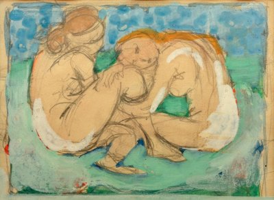 Deux nus féminins sur bleu - Franz Marc