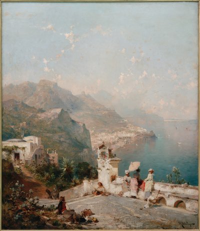 Dames élégantes surplombant le golfe de Salerne - Franz Richard Unterberger