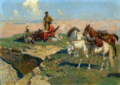 La halte des guerriers du Caucase - Franz Roubaud