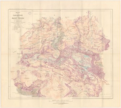 Carte du massif de Gavarnie et du mont Perdu éditée en 1914 - Franz Schrader