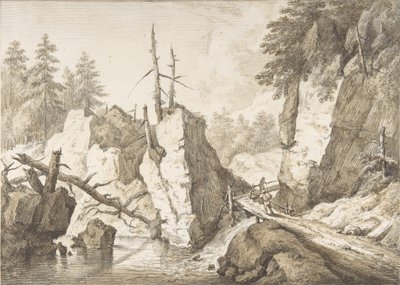 Paysage de montagne suisse avec petit pont enjambe un ruisseau - Franz Schutz