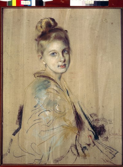 Jeune fille avec un éventail - Franz Seraph von Lenbach