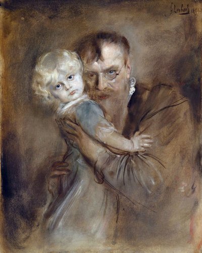 Autoportrait avec fille Marion - Franz Seraph von Lenbach