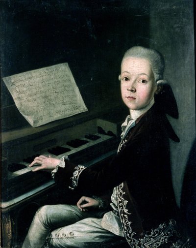 Portrait de Carl Graf Firmian au piano, autrefois pensé être Wolfgang Amadeus Mozart (1756-91) - Franz Thaddaus Helbling