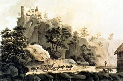 Vue de la route de Ribeauvillé et du château de Grand Ribeauvillé - Franz Walter