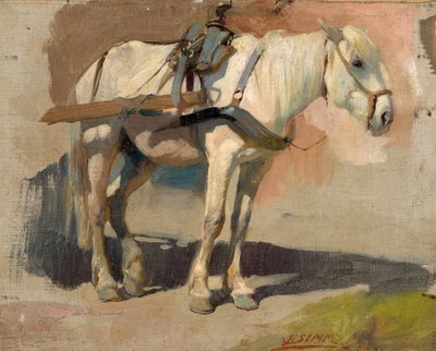 Cheval gris attelé - Franz Xaver Simm