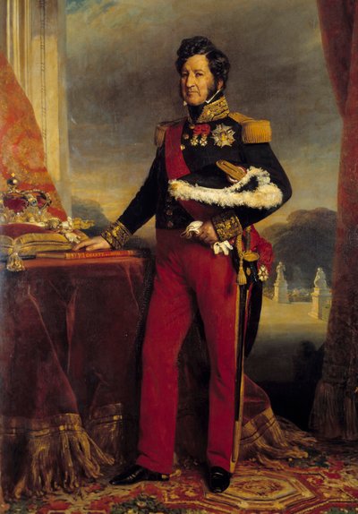 Portrait en pied de Louis Philippe 1er (1773-1850), roi des Français main sur la charte de 1830 - Franz Xaver Winterhalter