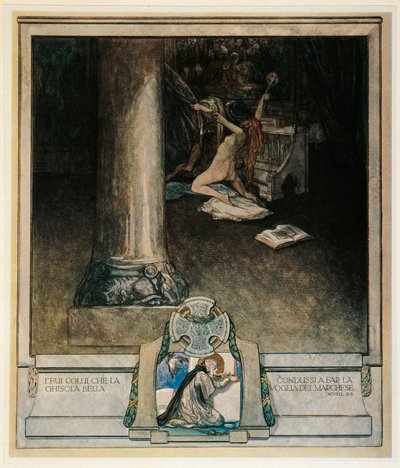 Autriche, Vienne, Illustration de la Divine Comédie de Dante Alighieri (Enfer, Chant XVIII) par Franz von Bayros - Franz von (1866 1924) Bayros
