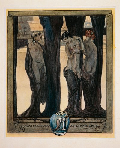 Autriche, Vienne, Illustration de la Divine Comédie de Dante Alighieri (Purgatoire, Chant XXIII) par Franz von Bayros - Franz von (1866 1924) Bayros
