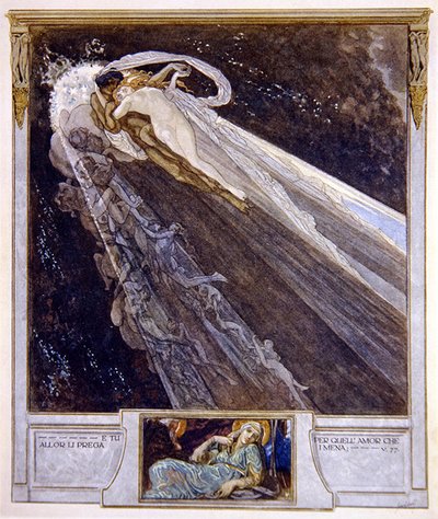 Illustration de la Divine Comédie de Dante, Enfer, Chant V. 77, 1921 - Franz von Bayros