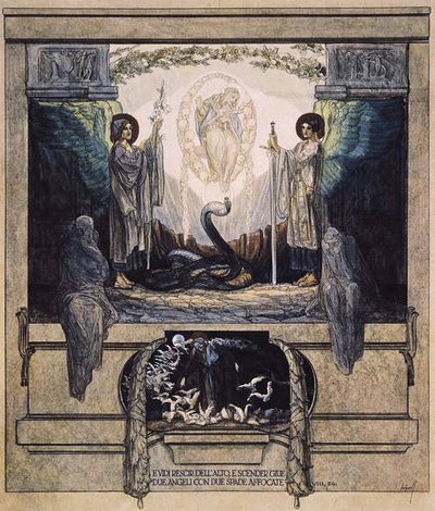 Illustration de la Divine Comédie de Dante, Purgatoire, Chant VIII: 24 - Franz von Bayros