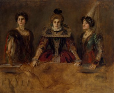Portrait de groupe : Trois dames en costume (Mlle Heuberger, Mme Obermayer et Mme Putz) - Franz von Lenbach