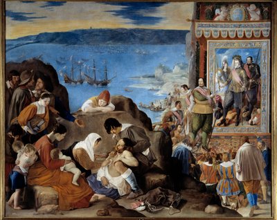 Allégorie de la prise de Salvador de Bahia (Brésil) par une armée portugaise, espagnole et indienne commandée par Fadrique Alvarez de Toledo y Mendoza (1580-1634) le 1er mai 1625 - Fray Juan Batista Maino or Mayno